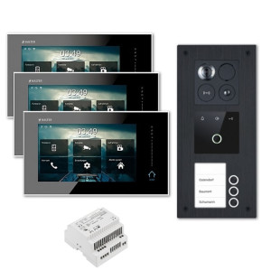 Balter ERA Türsprechanlage | WLAN | RFID | Fingerprint | 2-Draht BUS für 3-Familienhaus | 3 x 7" HD Touchscreen-Monitor | Hauptstromverteiler