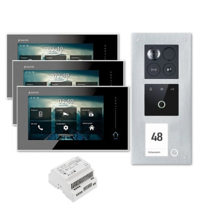Balter ERA Türsprechanlage | WLAN | RFID | Fingerprint | 2-Draht BUS für 1-Familienhaus | 3 x 7" HD Touchscreen-Monitor | Hauptstromverteiler