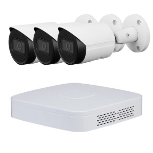 Goliath IP Videoüberwachung | 3x4MP | Starlight | 2,8mm | 30m IR | 4 Kanal NVR Rekorder | SMD+ | IVS