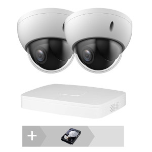 Goliath HDCVI Paket | 2 x 2MP Mini PTZ Dome Kamera | 1 x 4 Kanal Pentabrid Rekorder