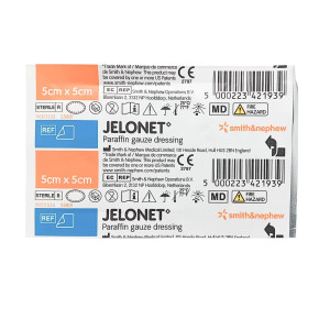 Smith & Nephew Jelonet, jałowy parafinowy opatrunek z gazy oparzenia odleżyny owrzodzenia rany - 5x5cm, 1 szt.
