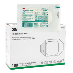 3M Tegaderm Film 1624 6 x 7 cm, opatrunek półprzepuszczalny, przezroczysty, odleżyny, oparzenia, rany - 100 szt.
