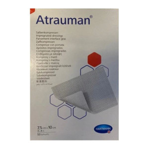 Hartmann Atrauman opatrunek z hydrofobowej siateczki tiulowej z maścią - 7.5x10cm, 50 szt.