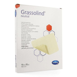 Hartmann Grassolind neutral – jałowy opatrunek siatkowy na oparzenia i rany przewlekłe - 10x10cm, 10 szt.