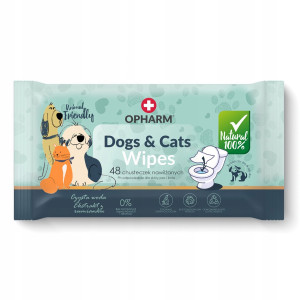 Opharm Dogs&Cats Pet Wipes, chusteczki nawilżane do pielęgnacji zwierząt - 48 szt.