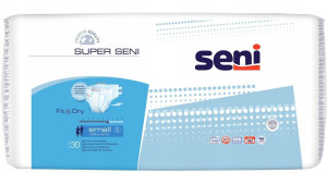 SENI SUPER – Pieluchomajtki na rzepy dla dorosłych wysoka chłonność oddychające komfortowe 30szt - S