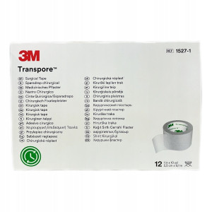 3M Transpore 2,5 cm x 9,1 m, mikroporowaty przezroczysty przylepiec chirurgiczny - 12 szt.