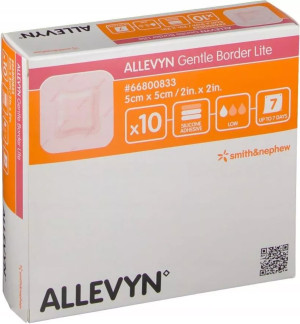 Smith & Nephew Allevyn Gentle Border Lite – opatrunek piankowy sterylny dla skóry wrażliwej - 5x5cm, 10 szt.