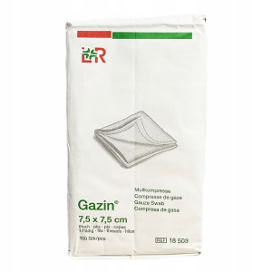 L&R Gazin 17n 8w, kompresy z gazy opatrunkowej, nie jałowe - 100 szt. - 7,5x7,5 17n 8w