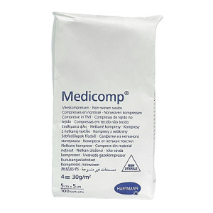 Hartmann Medicomp, kompresy z włókniny, niejałowe - 100 szt - 5x5cm