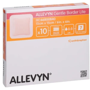 Smith & Nephew Allevyn Gentle Border Lite – opatrunek piankowy sterylny dla skóry wrażliwej - 15x15cm, 10 szt.