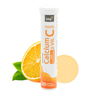TFG Calcium Forte + witamina C suplementy diety 20 tabletek musujących smak pomarańczy