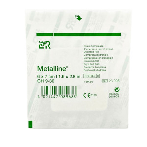 L&R Metalline Opatrunek 6x7 cm – Kompres do Drenu, Wkłuć, Przewodów Infuzyjnych - 6x7cm, 1 szt.