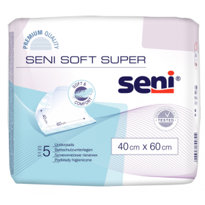 SENI SOFT SUPER podkłady chłonne nietrzymanie moczu na fotel krzesło wózek materac łóżko 5szt