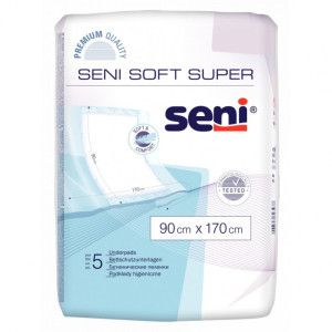 SENI SOFT SUPER podkłady chłonne nietrzymanie moczu na fotel krzesło wózek materac łóżko 5szt