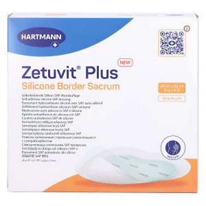 Zetuvit Plus Silicone Sacrum Bordered Dressing 23x23 cm – Opatrunek Silikonowy na Kość Krzyżową, Sterylny - 10 szt.