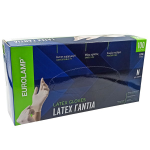 Eurolamp Γαντια Latex Μιας Χρήσης Χωρίς Πούδρα 100τμχ