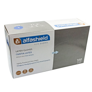 Γάντια Latex Ελαφρώς Πουδραρισμένα Λευκά Alfashield 100 Τεμάχια