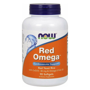 Now Red Omega (Salmon Oil 1000 Mg, Coq10 60 Mg, Organic Red Yeast Rice) - 90 Softgels