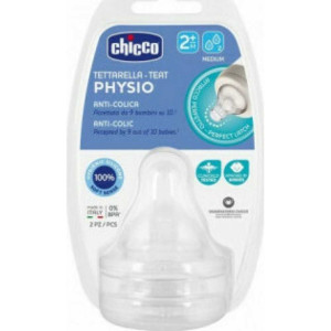 Chicco Θηλή Σιλικόνης Μέτρια Ροή 2+ Μηνών (2τμχ) (B50-20323-00)