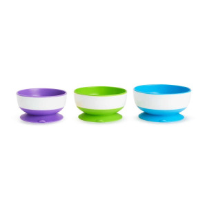 Munchkin Πολύχρωμα Μπολ Φαγητού με Βεντούζα Stay- Put Suction Bowls 6+ Μηνών (3τμχ) (1107502)