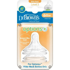 Dr.Brown'S 3201 Options+ Θηλές Επίπεδο 3 Φαρδύς Λαιμός, 6 Μηνών Και Άνω (2 Τεμ.)