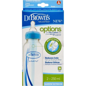 Dr.Brown'S Μπιμπερό Πλαστικό Options+ (Σ.Λ.) 250 Ml Μπλε (2 Τεμ.)