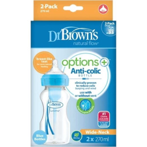 Dr.Brown'S Μπιμπερό Πλαστικό Options+ (Φ.Λ.) 270 Ml Μπλε (2 Τεμ.)