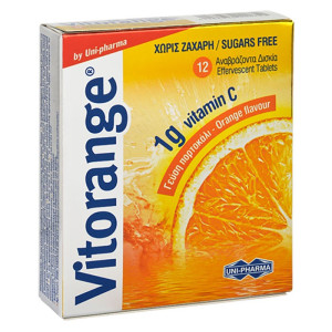 Uni-Pharma Vitorange 1g Vitamin C 12 Αναβράζοντα Δίσκια