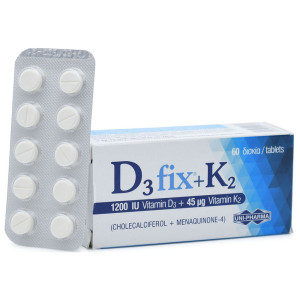 Uni-Pharma D3 Fix 1200iu + K2 45mg 60Tabs