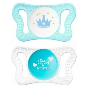 Chicco Πιπίλα PhysioForma Micro Aγόρι 0-2m Little Prince με Θήκη (2τμχ)