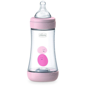 Chicco Πλαστικό Μπιμπερό Perfect 5 Με Θηλή Σιλικόνης 240ml 2+m  Ροζ
