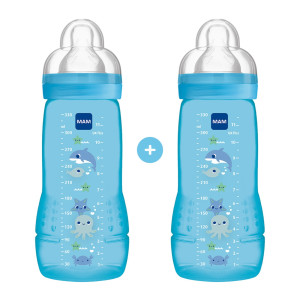 Mam Μπιμπερό Easy Active Baby Bottle Θηλή Σιλικόνης 330Ml 4+ Μηνών (2Τμχ) (365S)