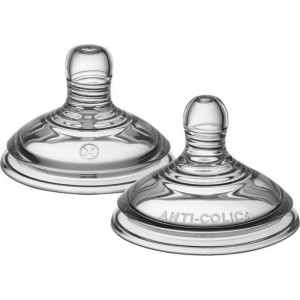 Tommee Tippee Slow Flow Teats Θηλές Σιλικόνης Advanced Anti Colic - Αργής Ροής 0+m 2τεμ