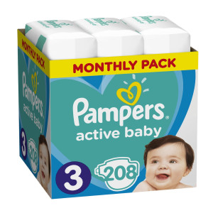 Pampers Active Baby No3 Monthly Pack 1x208 Msb (6-10kg)