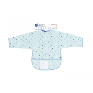 Kikka Boo Eva Long Sleeve Bib With Crumb Catcher Arty Blue Pattern