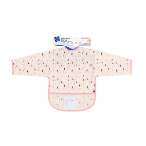 Kikka Boo Eva Long Sleeve Bib With Crumb Catcher Arty Pink Pattern