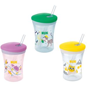Nuk Action Cup Πλαστικό Ποτηράκι με Kαλαμάκι 12+m, 230ml