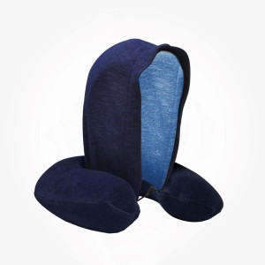 Aurafix 870A Μαξιλάρι Αυχένα Ταξιδίου Με Κουκούλα Visco Elastic