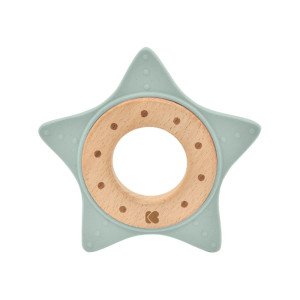 Kikka Boo Οδοντοφυΐας από ξύλο και σιλικόνη Silicone and wood teether Star Mint