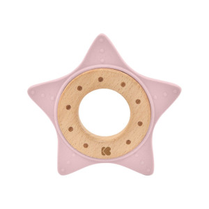 Kikka Boo Οδοντοφυΐας από ξύλο και σιλικόνη Silicone and wood teether Star Pink