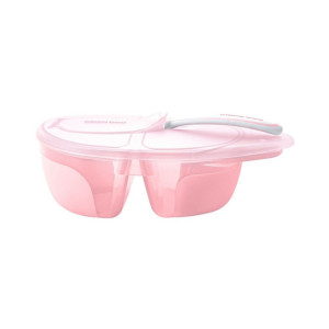 Kikka Boo Μπωλ φαγητού με δύο θήκες και ένα σκεύος Two Compartment Bowl With Spoon Tasty Pink