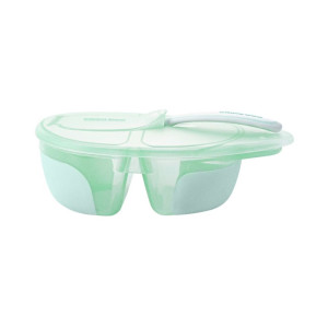 Kikka Boo Μπωλ φαγητού με δύο θήκες και ένα σκεύος Two Compartment Bowl With Spoon Tasty Mint