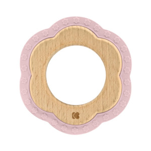 Kikka Boo Οδοντοφυΐας από ξύλο και σιλικόνη Silicone and wood teether Flower Pink
