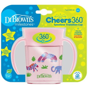 Dr.Brown's Κύπελλο 360° Με Λαβές 200 Ml Ροζ