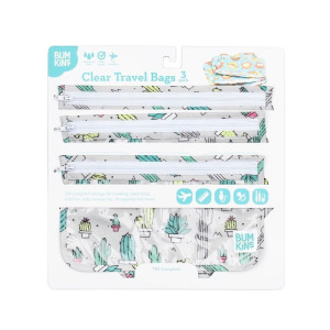 Bumkins Clear Travel Bags Τσαντάκια Ταξιδιού Cacti 3 Τεμάχια