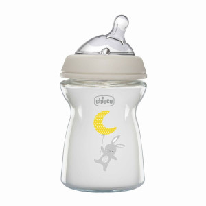 Chicco Μπιμπερό Γυάλινο Vetro Glass Natural Feeling Θηλή Σιλικόνης 150ml  (A50-81221-30)