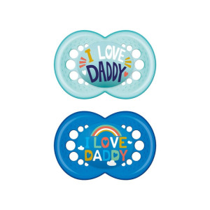 Mam Πιπίλα I Love Daddy Σιλικόνης 6-16 Μηνών Αγόρι (2Τμχ) 170SB1