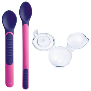 Mam Θερμοευαίσθητα Κουταλάκια Με Θηκή Heat Sensitive Spoons & Cover 6+ Μηνών Κορίτσι (2Τμχ) 513G