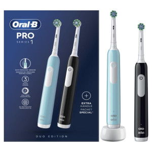 Oral-B Pro1 Black-Blue Duo Ηλεκτρική Οδοντόβουρτσα 2 Τεμάχια